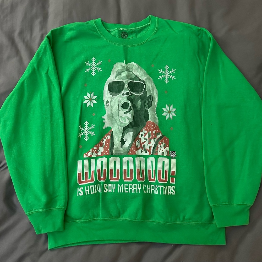 Rick Flair Green Christmas Sweater Crew Neck